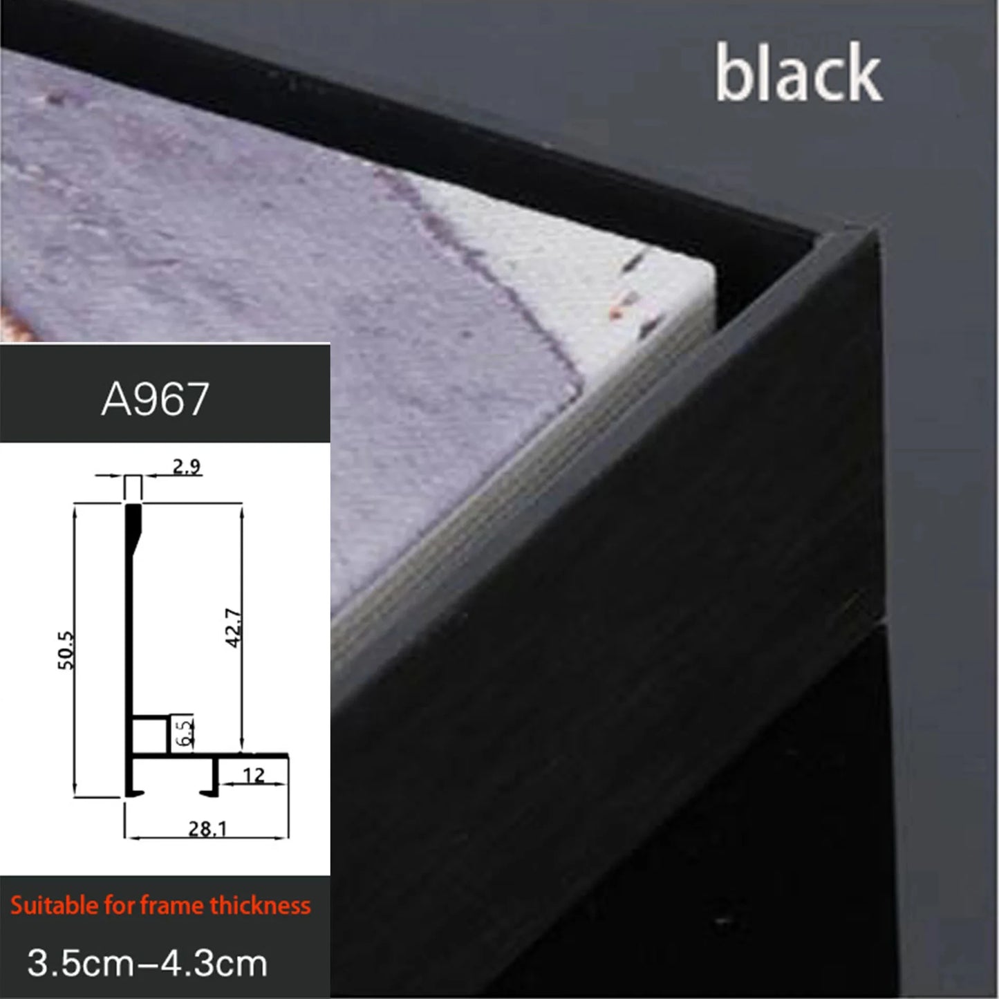 Aluminum Alloy Frame for Paintings, Canvas Picture Frame, DIY, Modern, Grand Format, All Kinds of Size Peaceful Pleasures Health and Wellness A967 Black color customized 1 China Mainland