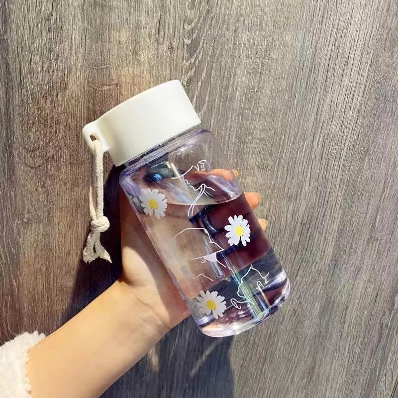 Daisy 500ml BPA-Free Reusable Leakproof Water Bottle Reusable Water Bottle Peaceful Pleasures Health and Wellness Transparent-3 Flower 400ml