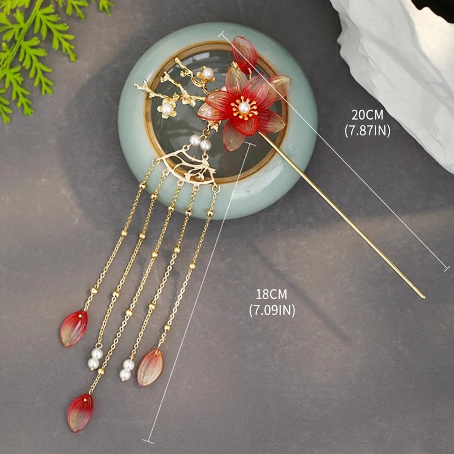 Retro Style Hairpin Set for Hanfu Flower Tassel Hair Accessories Wedding Bun Decoration Peaceful Pleasures Health and Wellness