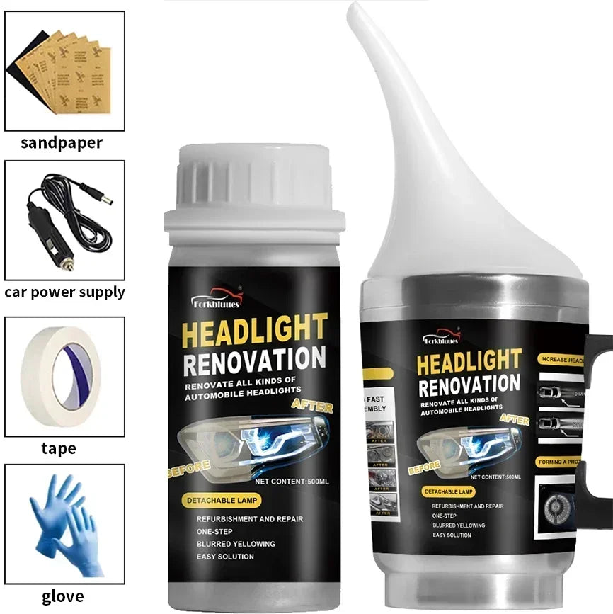 Headlights Liquid Polymer Headlight Chemical Polish Repair Fluid Refurbishment Scratch Repair Polishing Headlights Kit Peaceful Pleasures Health and Wellness