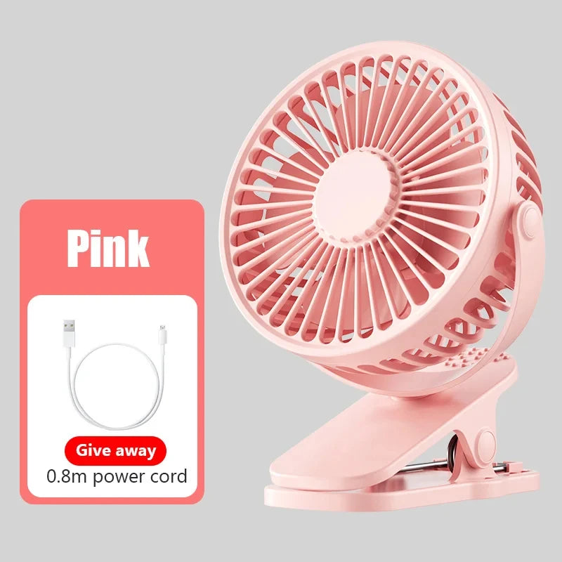 Portable USB Clip-On Mini Desk Fan | 3-Speed Quiet Cooling