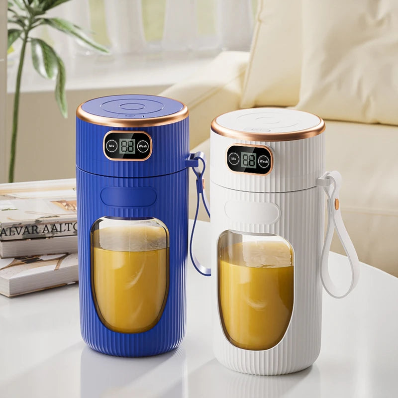 Electric Juicer 10 Blades Portable Blender LED Digital Display Small Juice Cup Rechargeable Wireless Household Milkshake Juice Peaceful Pleasures Health and Wellness