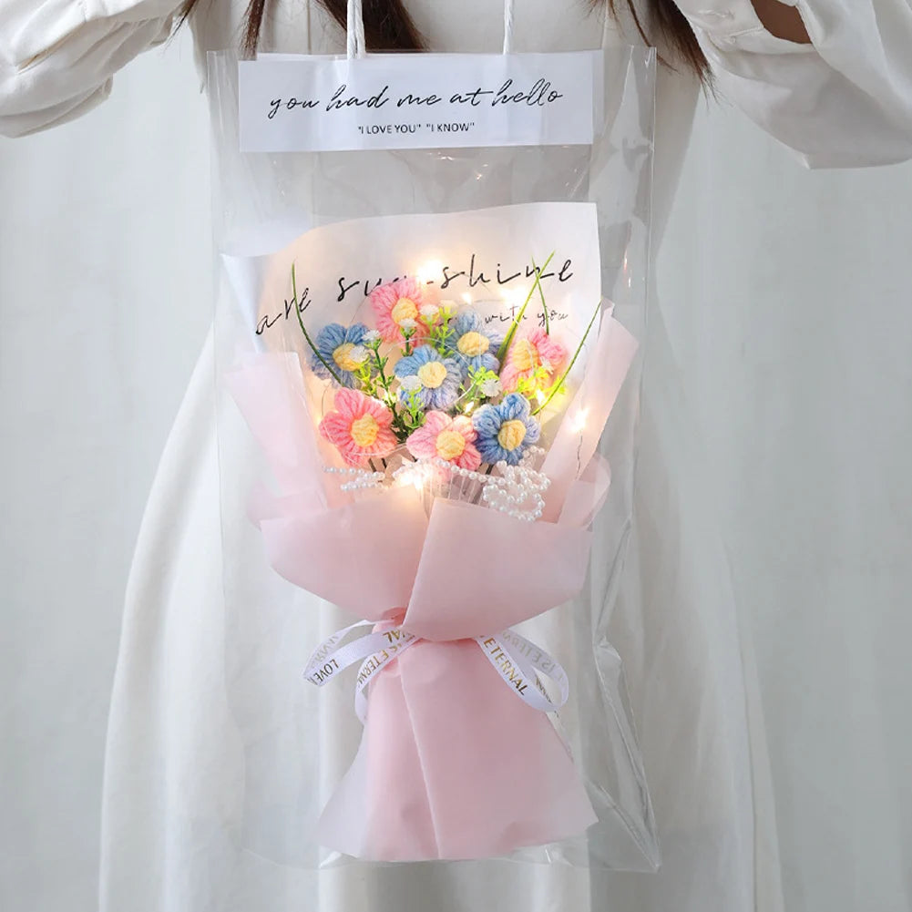 Artificial Flower Crochet Bouquet Hand Knitted Finished Wedding Decor