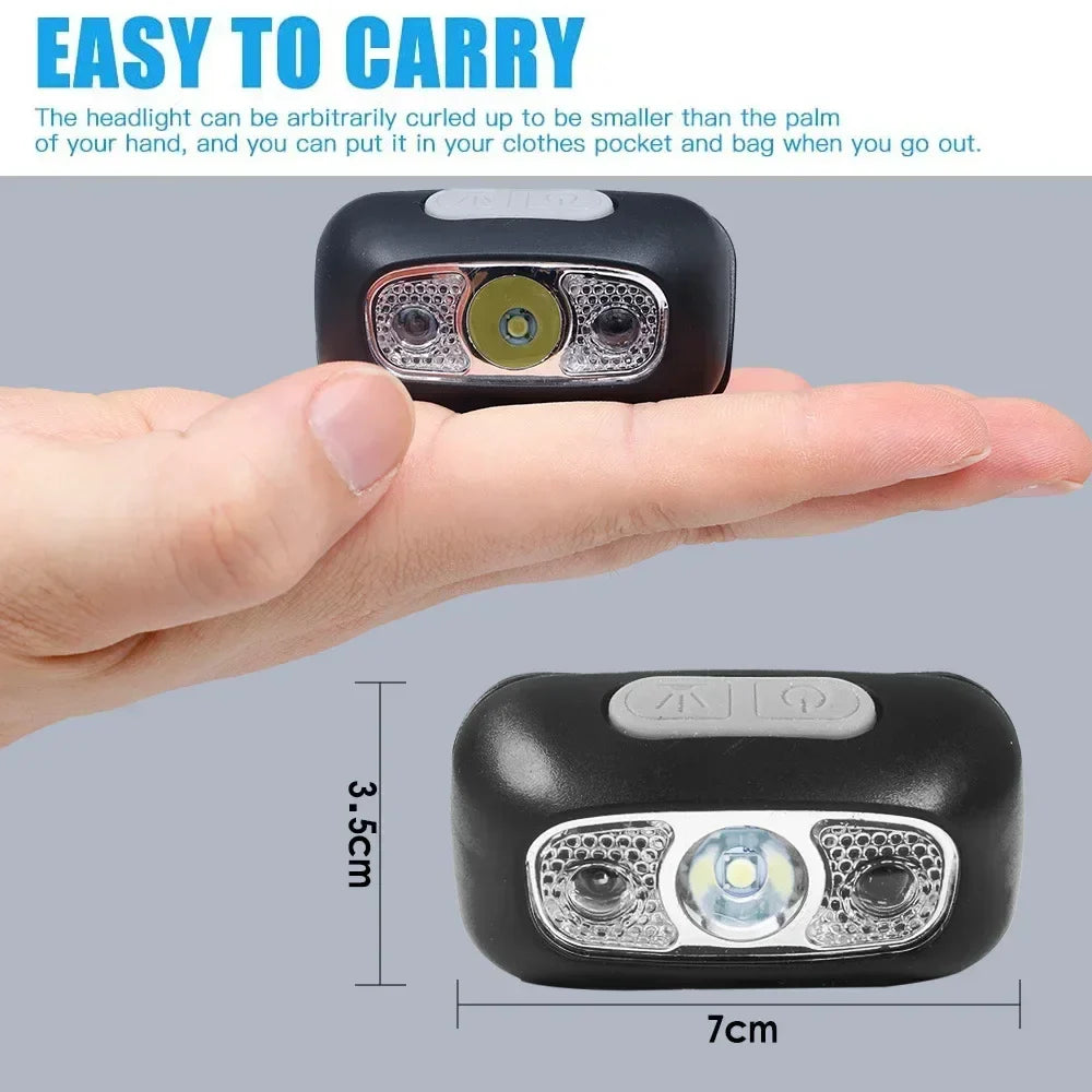 ESMARTER Mini LED Headlamp | Motion Sensor, USB Rechargeable