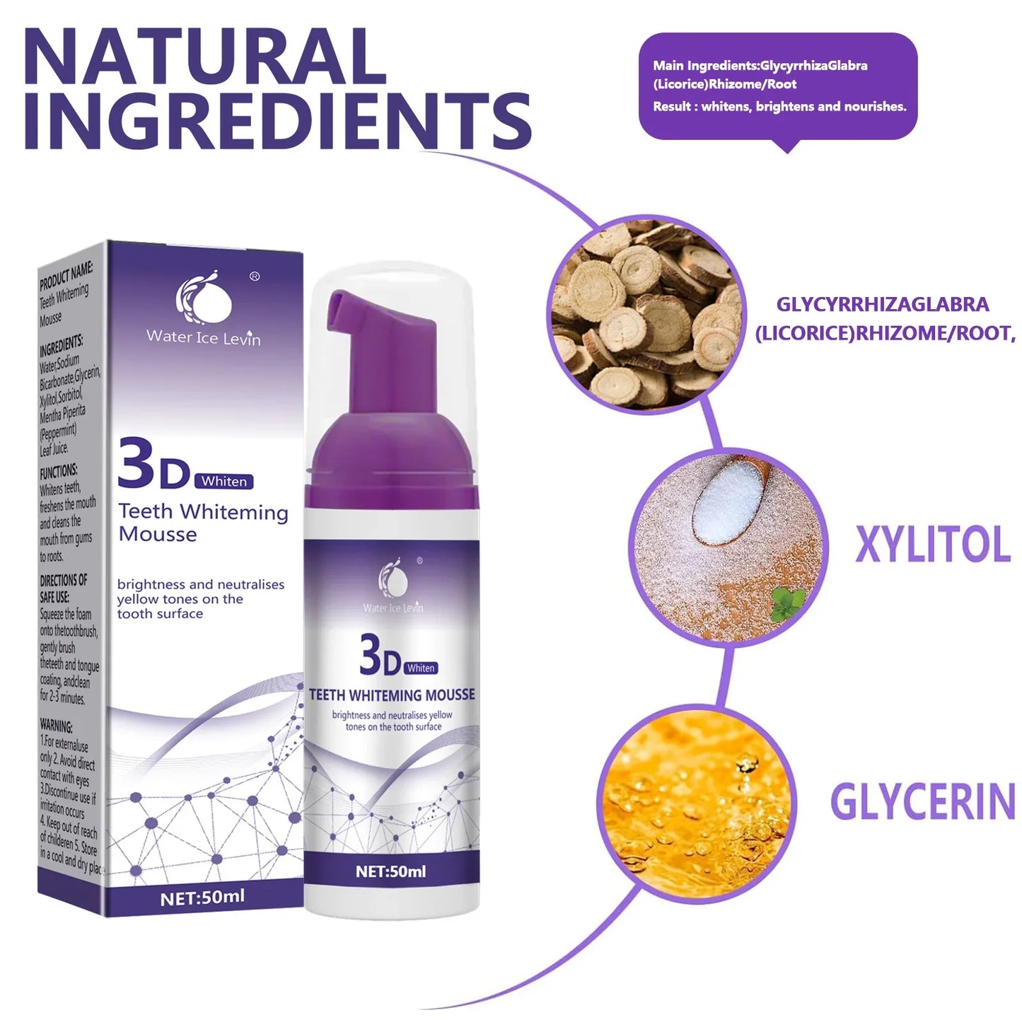 Purple Whitening Mousse Toothpaste 50ml – Fresh Breath & Clean