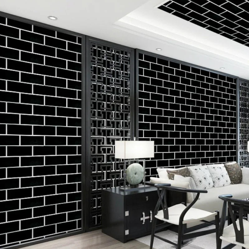 Black Brick Peel & Stick Wallpaper – Waterproof Self-Adhesive 40cm