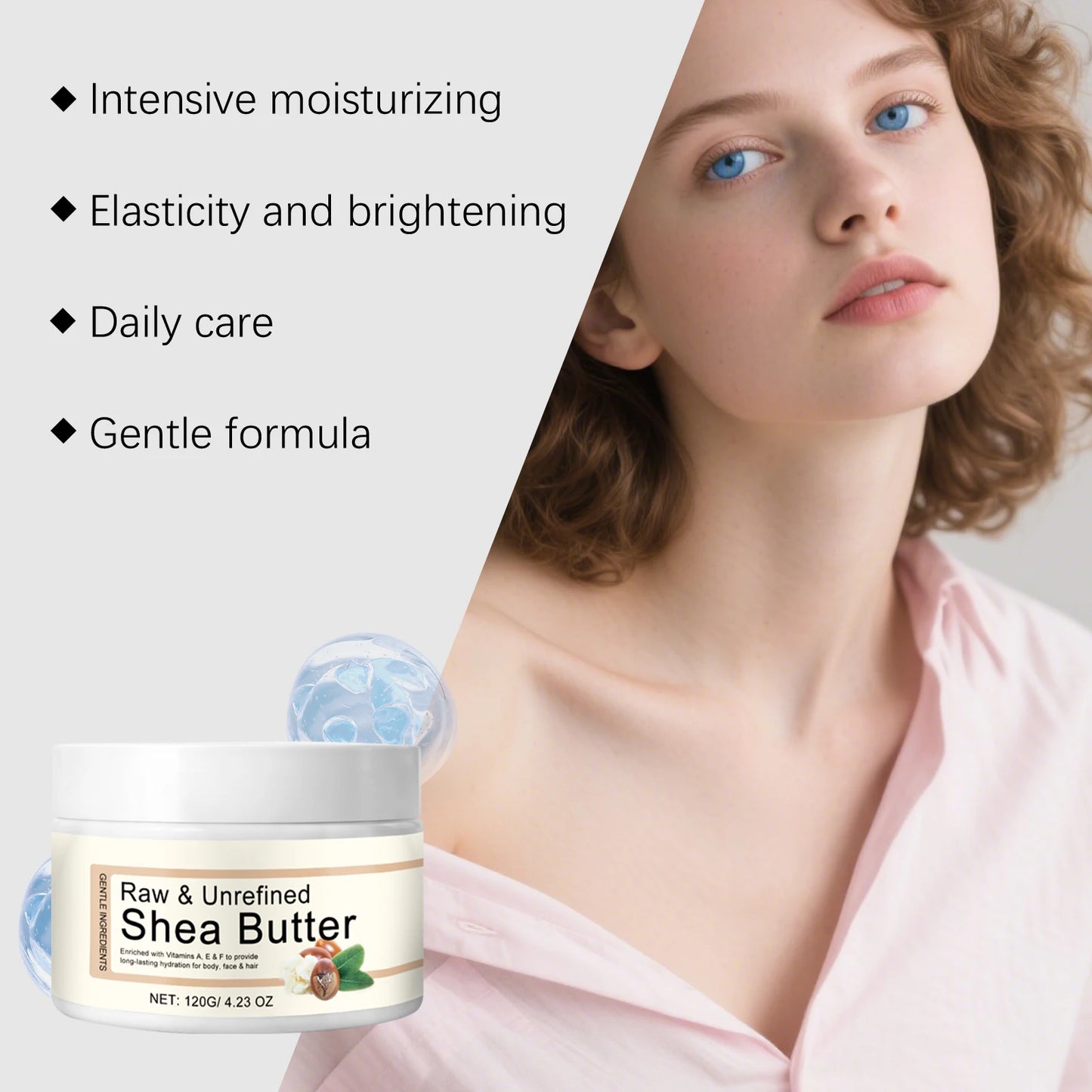 Shea Butter Moisturizing Cream Multi Use Balm for Dry Skin and Hair Restore Shine Increase Skin Elasticity Body Face & Hair Care Peaceful Pleasures Health and Wellness