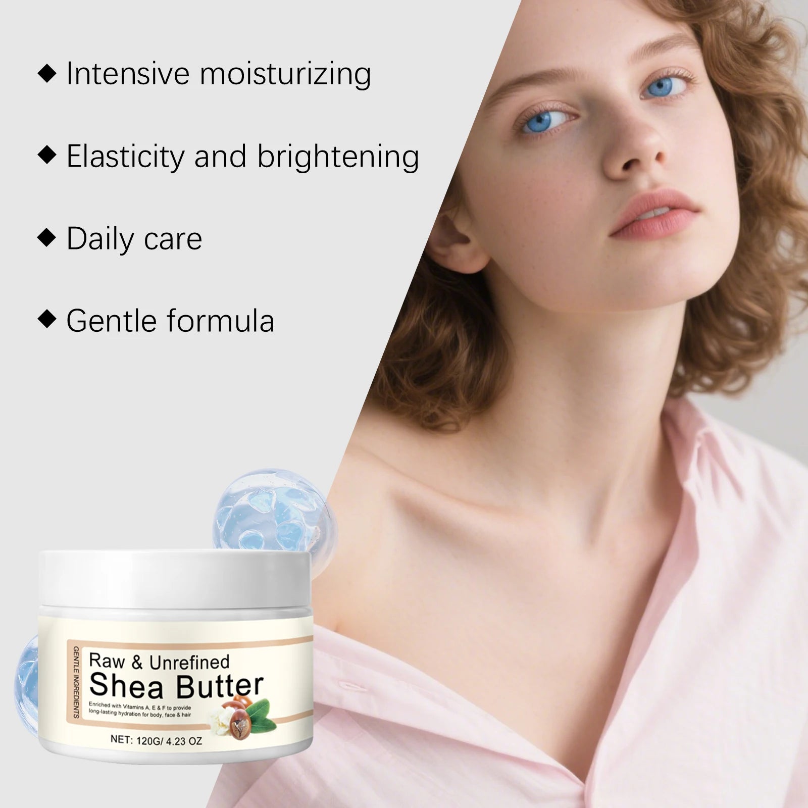 Shea Butter Moisturizing Cream Multi Use Balm for Dry Skin and Hair Restore Shine Increase Skin Elasticity Body Face & Hair Care Peaceful Pleasures Health and Wellness