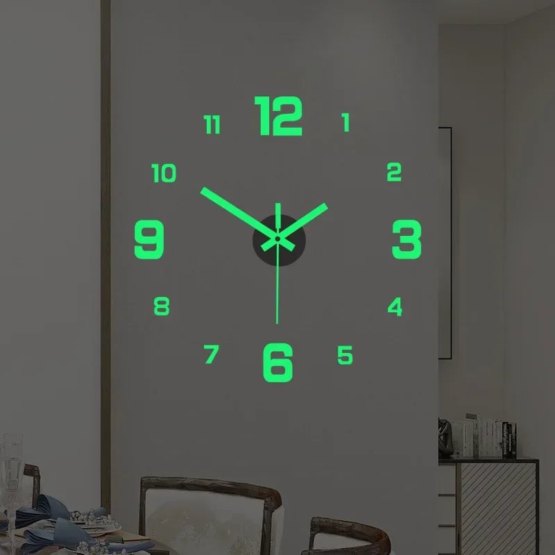 3D Luminous Wall Clock Frameless Acrylic DIY Digital Clock Wall Stickers Mute Clock for Living Room Bedroom Office Wall Decor Peaceful Pleasures Health and Wellness Luminous-glowing 40CM