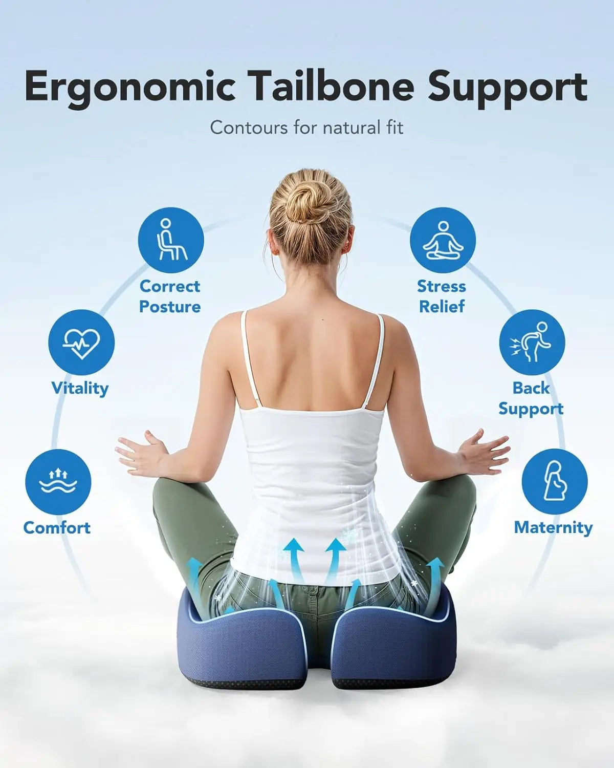 Ergonomic Seat Cushion with Cooling Gel – Extra Large Peaceful Pleasures Health and Wellness