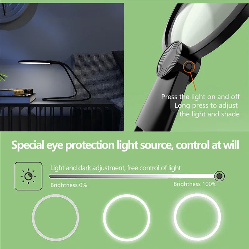 Magnifying Glass with Light for Reading: 5X Hands Free Magnifier for Neck Wear Seniors Sewing Low Vision Elderly Peaceful Pleasures Health and Wellness