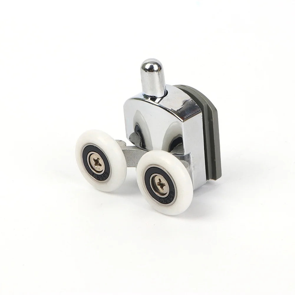 Shower Door Rollers Aluminum Alloy Plated Spring Loaded Double Wheel