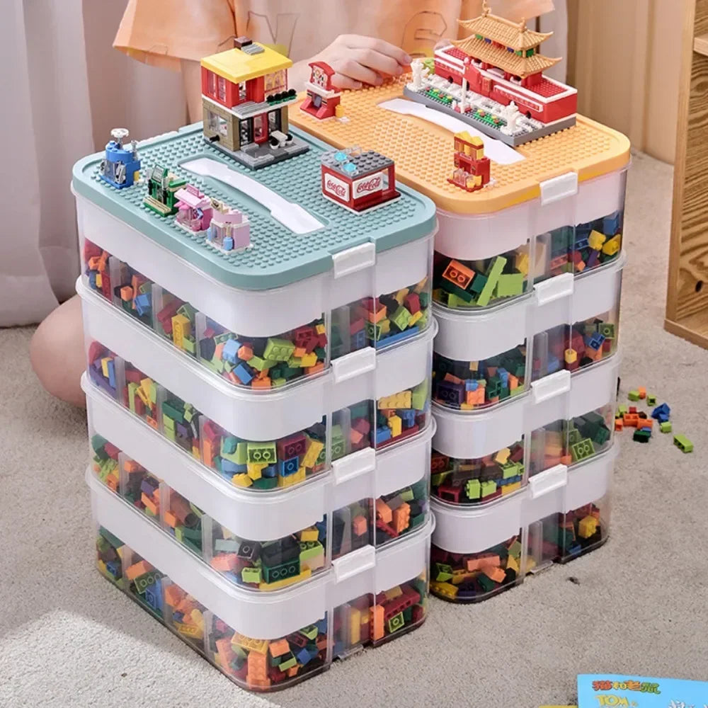 Stackable Lego Storage Case with Lids & Adjustable Dividers
