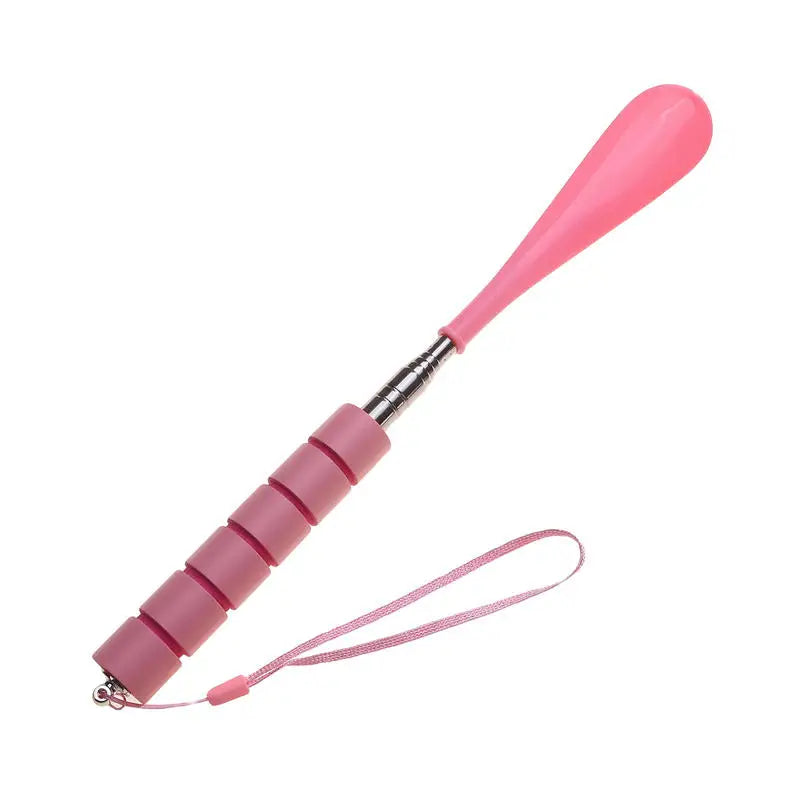Portable Retractable Shoe Horn Stainless Steel Telescopic Shoe Puller for Travel Compact Extendable Handle for Easy Use Peaceful Pleasures Health and Wellness pink