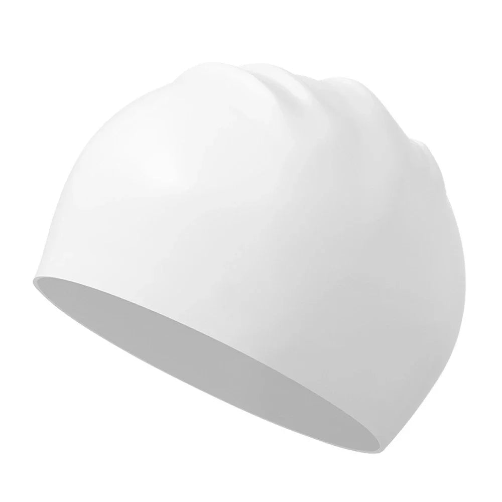 Silicone Swimming Cap for Long Hair Braid Waterproof Women Men Ladies High Elasticity Ears Protection Large Silicone Diving Cap Peaceful Pleasures Health and Wellness white