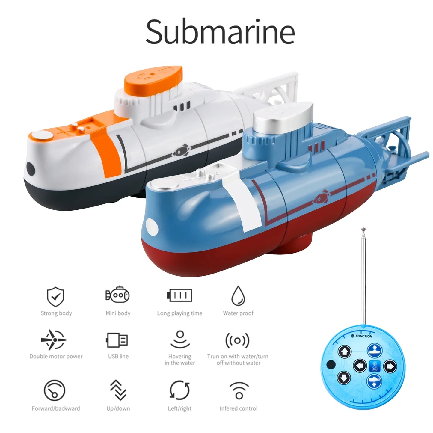 Mini RC Submarine 0 1m S Speed Remote Control Boat Waterproof Diving