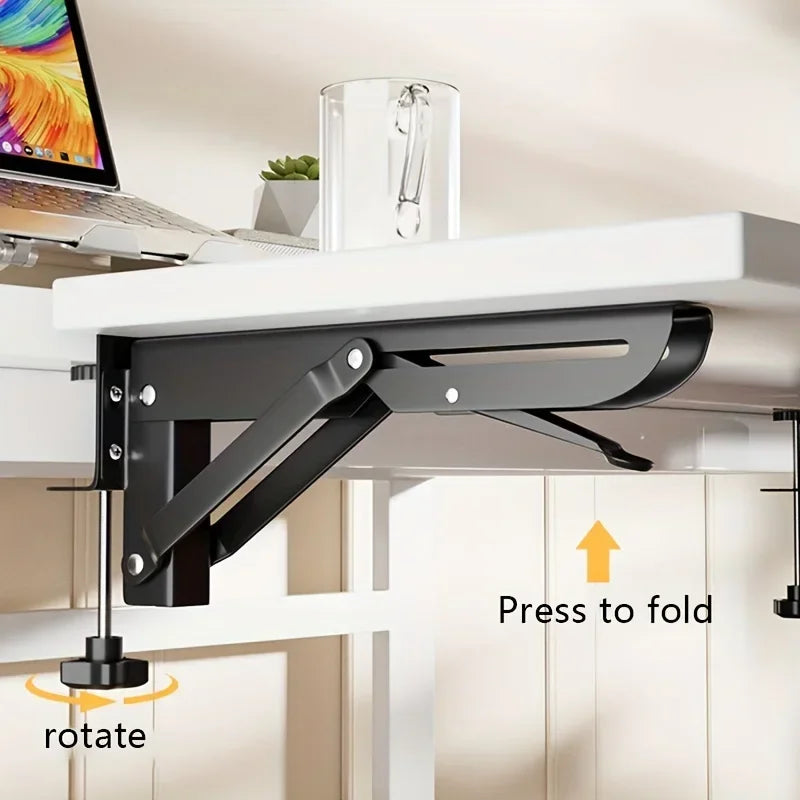 2PCS Triangle Folding Angle Bracket Heavy Support Adjustable Desktop Extension Plate Rack Punch-free Space-saving Table Shelves Peaceful Pleasures Health and Wellness