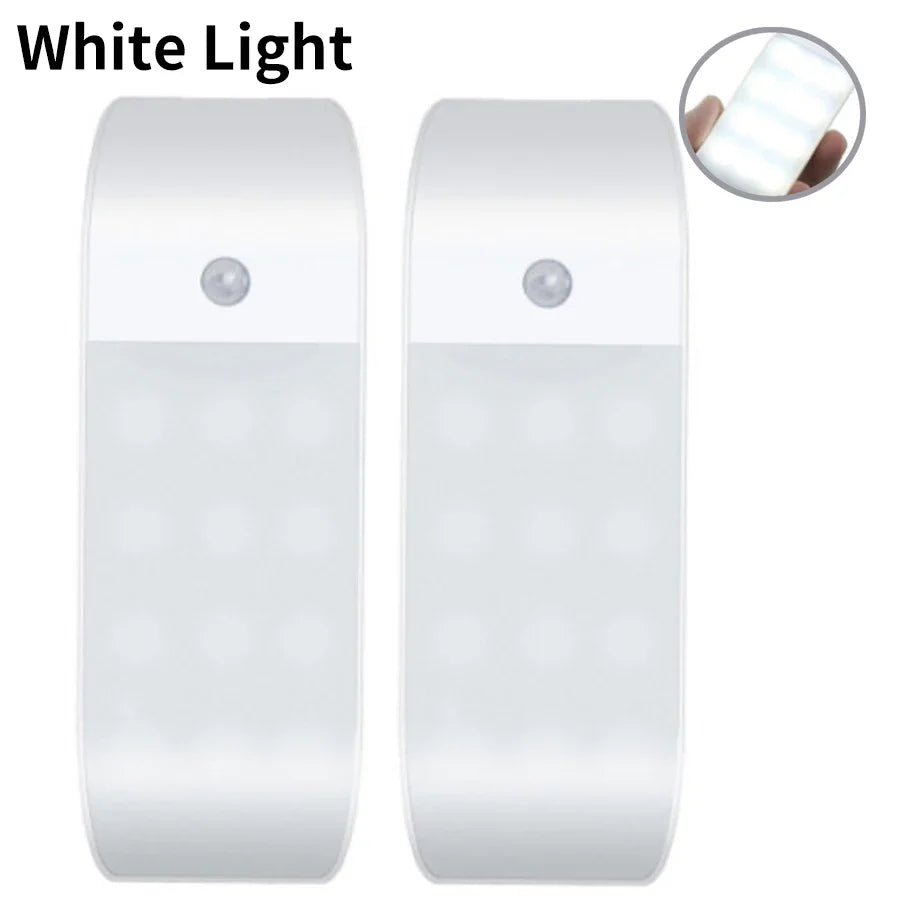 12LEDs Motion Sensor Night Light Rechargeable Magnetic Cabinet Lights Smart Sensor Night Lamp for Hallway Bedroom Kitchen Stairs Peaceful Pleasures Health and Wellness 2pcs white light