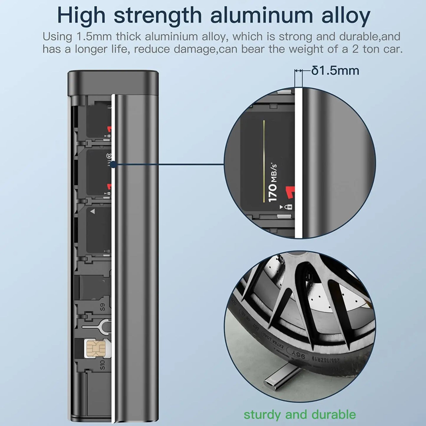 30-Slot SD & SIM Card Case | Aluminum Card Organizer Box