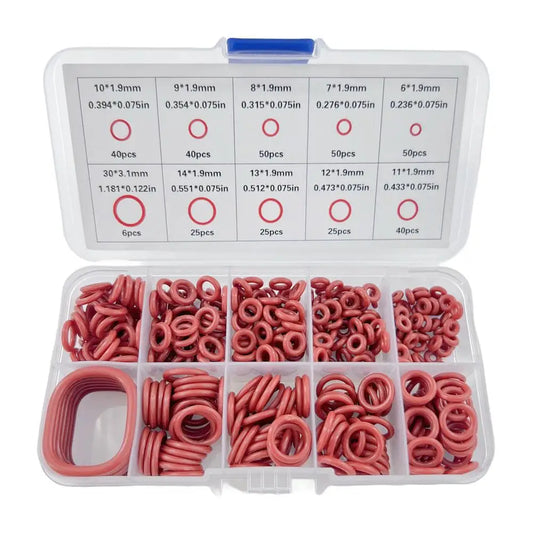 351pcs O Ring Gaskets Seal Red Silicone Oil and Heat Resistant,10 Sizes Rubber O Rings for Automotive, Plumbing Sealing Peaceful Pleasures Health and Wellness Red
