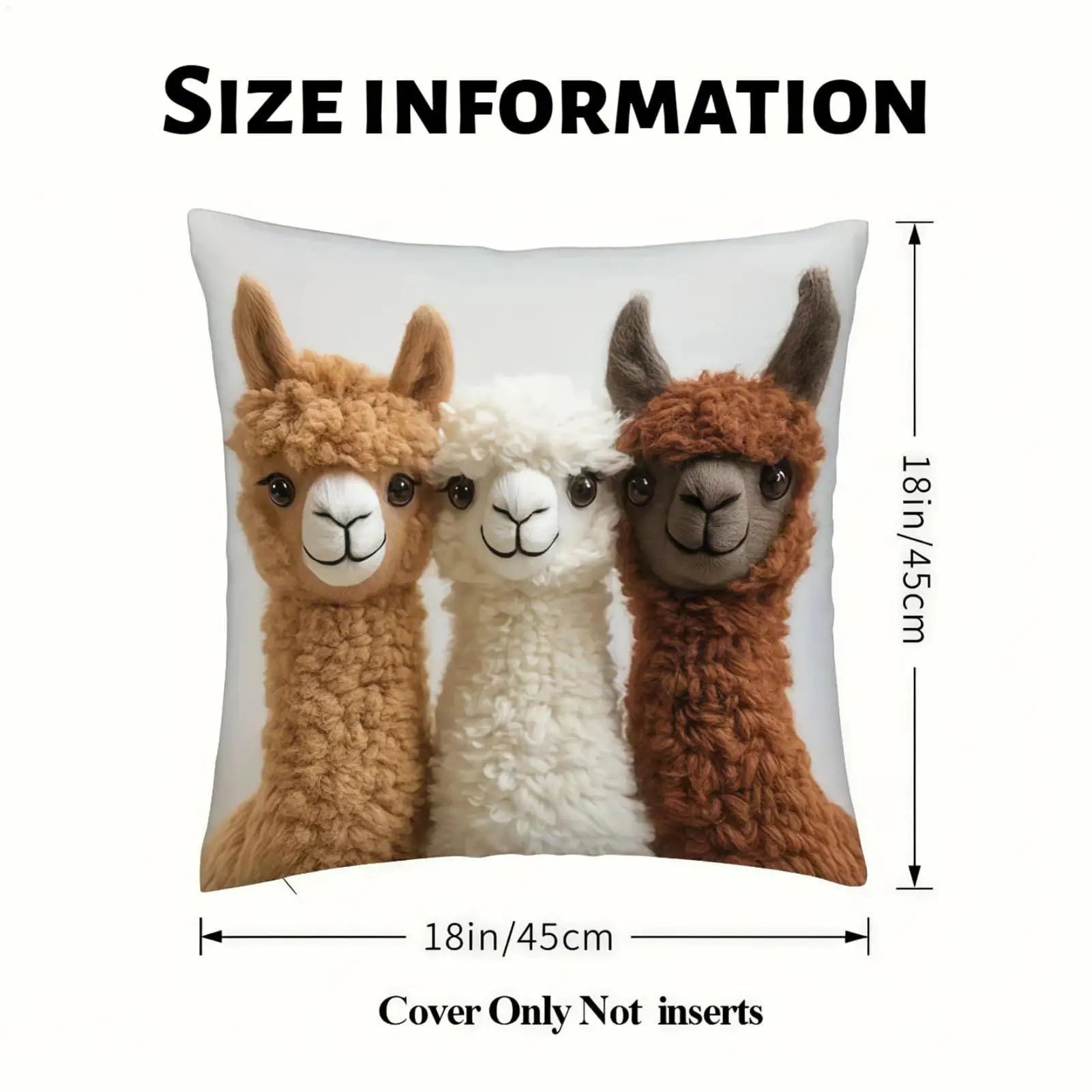 18x18 Inch Decorative Pillow Cases Cute Alpaca Soft Couch Pillow Covers Modern Decor for Living Room Bedroom Sofa Bed Chair Peaceful Pleasures Health and Wellness
