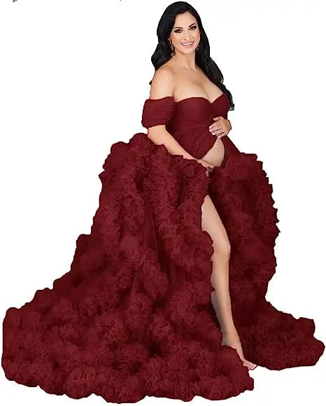 Pretty Fluffy Tulle Maternity Dresses vestidos para embarazadas Photographie de vêtements de maternité baby shower Peaceful Pleasures Health and Wellness 12 US 20 China Mainland