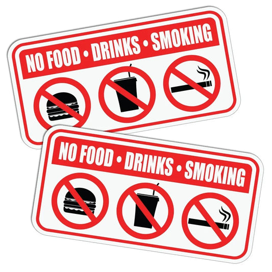 2pcs 4 x 2inch No smoking drinking eating car sticker window door decal Peaceful Pleasures Health and Wellness Default Title
