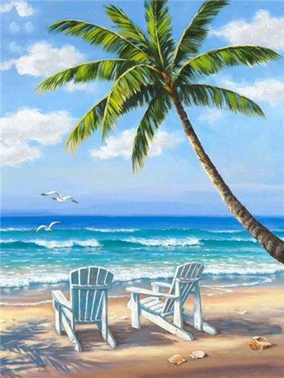 GATYZTORY Crystal Diamond Painting With Frame Sea Landscape Full Square Round Cross Stitch Mosaic Embroidery Wall Decors Gift Peaceful Pleasures Health and Wellness DZDP057 40x50cm Unframed