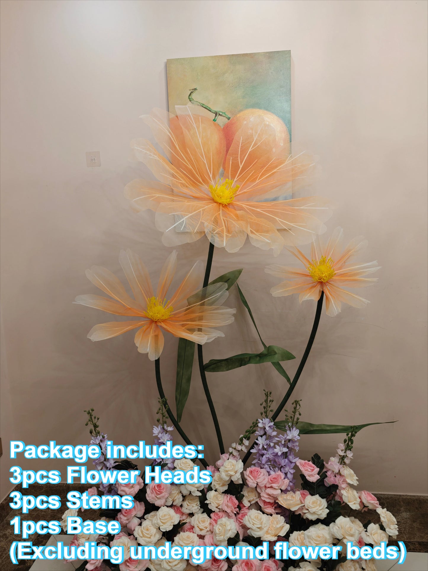 Artificial Silk Poppy Flower Wedding Backdrop Stand 40–80cm