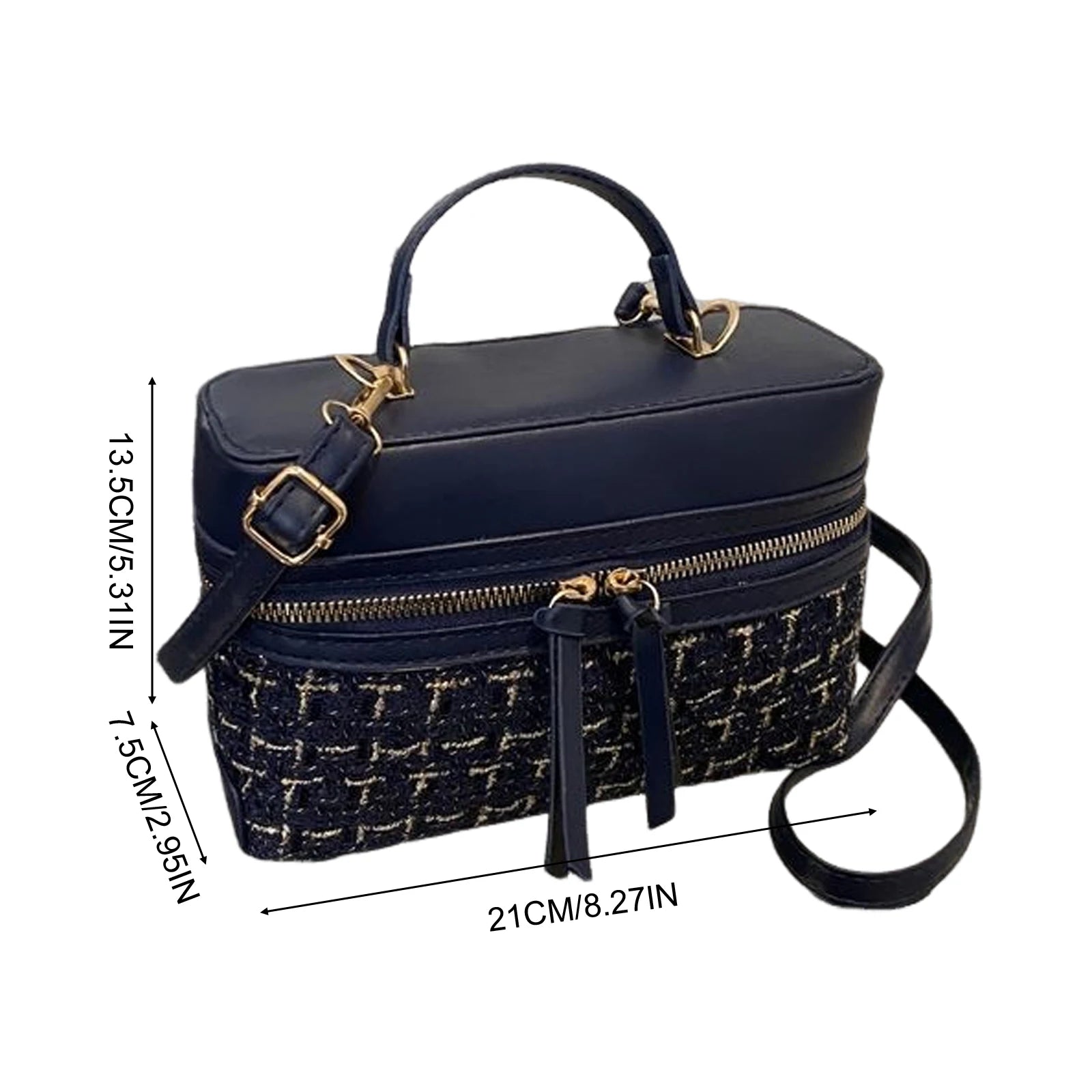 Woolen Material Small Square Bag With Chain Strap For Women Stylish Plaid Design Handbag Peaceful Pleasures Health and Wellness