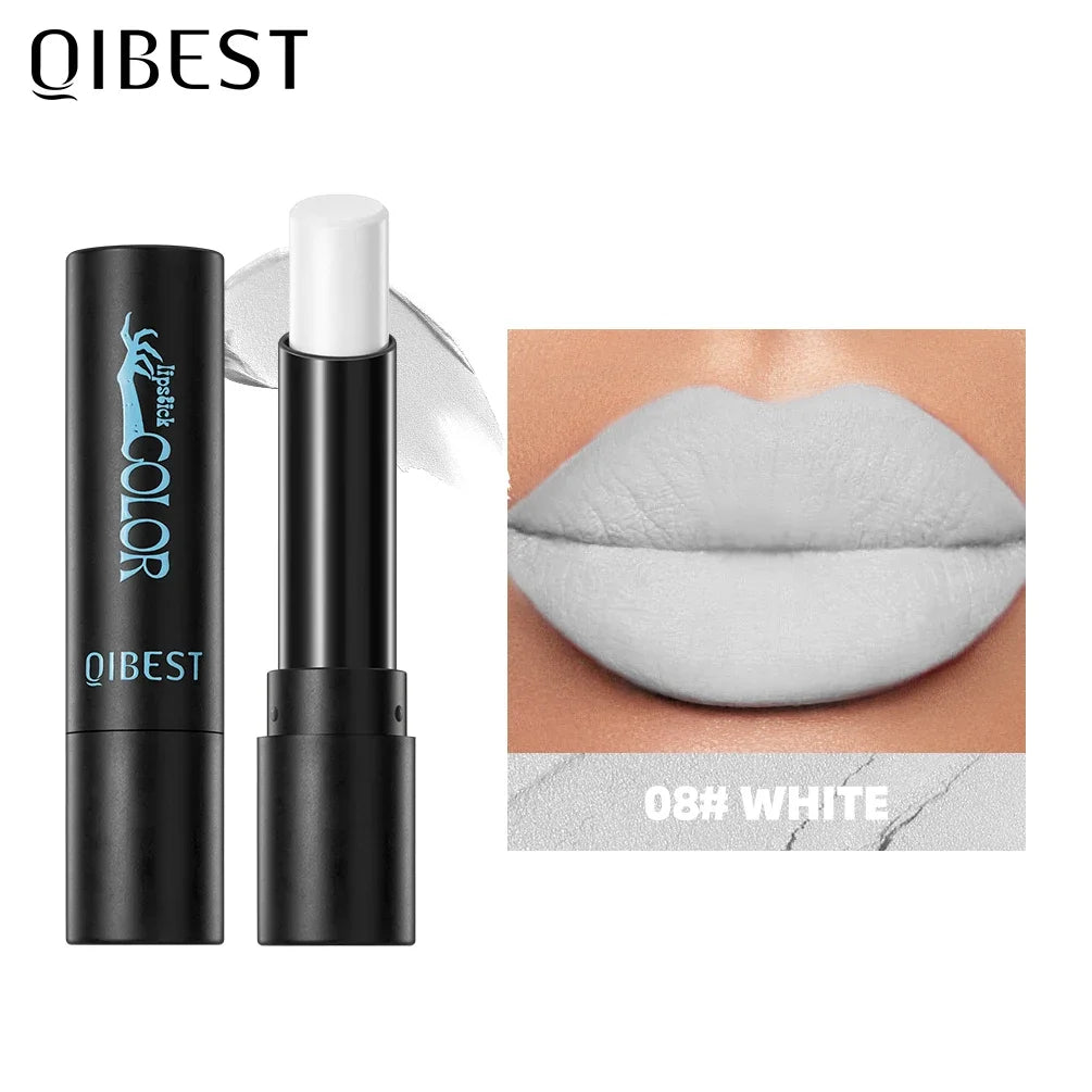 QIBEST Nude Velvet Matte Lipstick Long-lasting Lip Stain Not Stick Cups Lipstick Red Green Orange Black White Lip Tint Makeup Peaceful Pleasures Health and Wellness 08