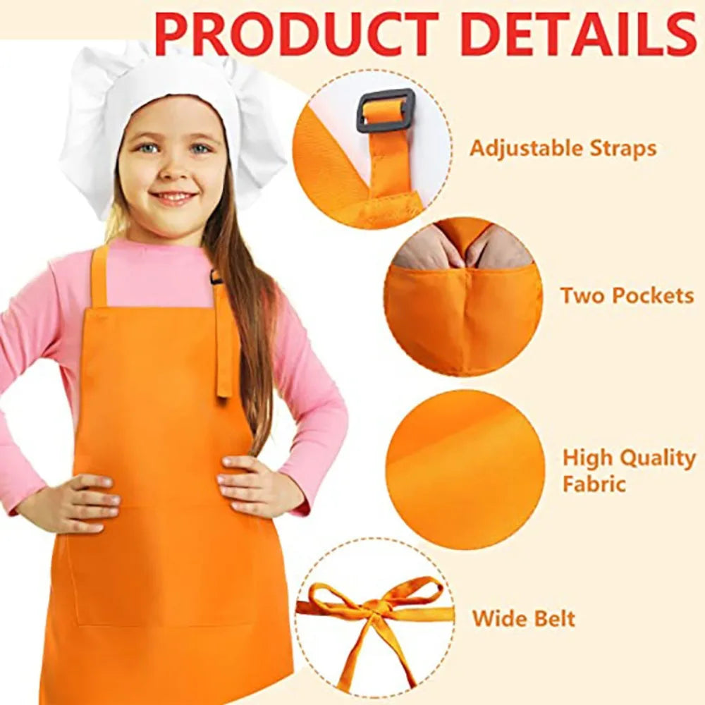 Children Chef Apron Front Pocket Bib Boys Girls Apron Kitchen Craft Kid Apron Painting Cooking Baby Pinafore Sets Children apron Peaceful Pleasures Health and Wellness