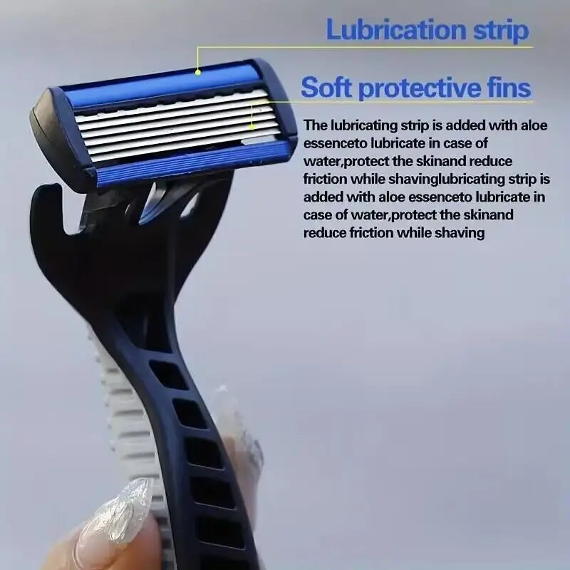 Men's 6-Layer Stainless Steel Safety Razor – Replaceable Head