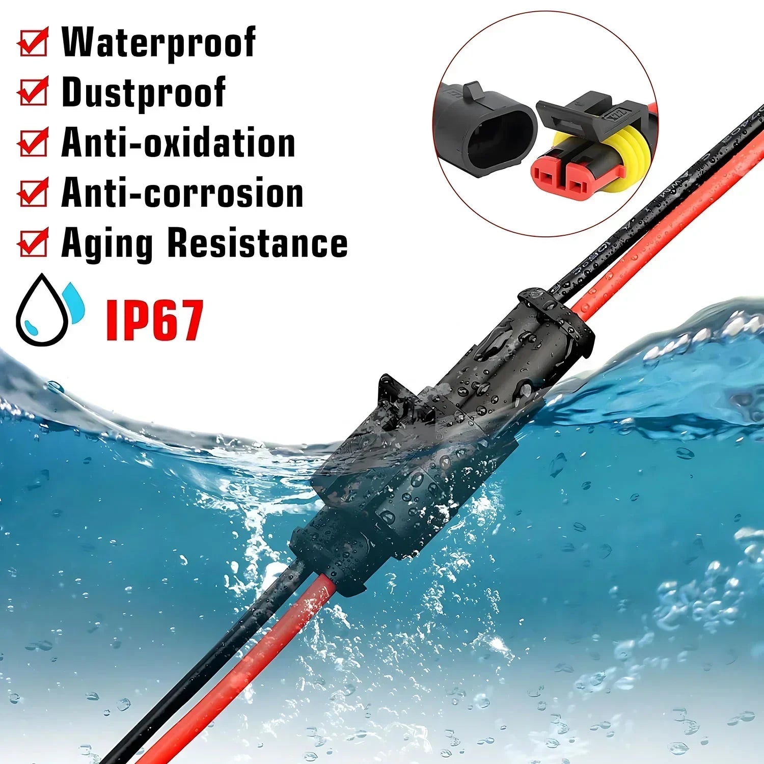 Waterproof 2 Pin Wire Connectors - Automotive Connector Kit for Car, Truck, Motorcycle, Marine Boat, Quick Connect Replacement Peaceful Pleasures Health and Wellness