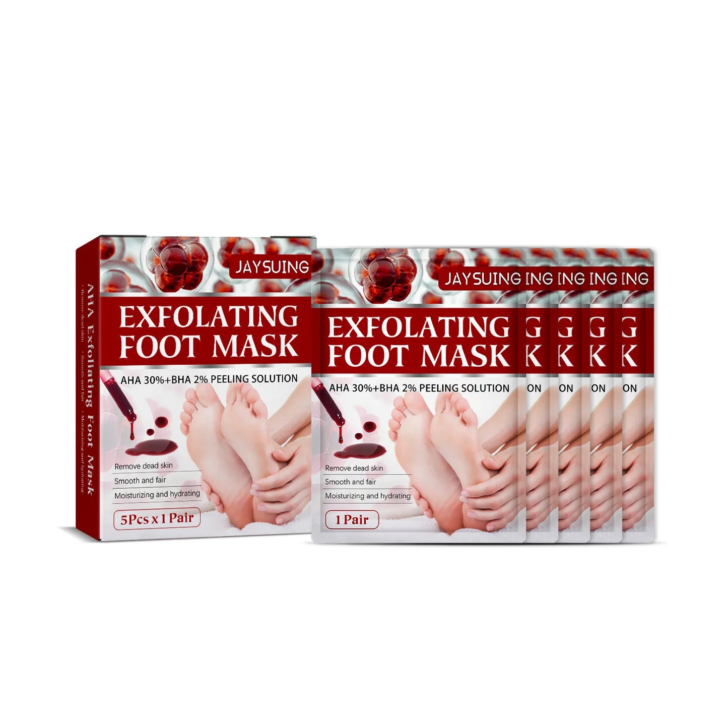 Exfoliating Feet Mask Sock Exfoliation Scrub for Feet Mask Remove Dead Skin Moisturizing Pedicure Anti Crack Foot Patch Spa 5PCS Peaceful Pleasures Health and Wellness 5pcs Boxed