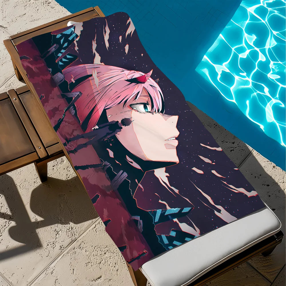 Zero Two Anime Quick-Dry Beach Towel | Soft & Lightweight Anime Beach Towel Peaceful Pleasures Health and Wellness z6 STJ40x70CM
