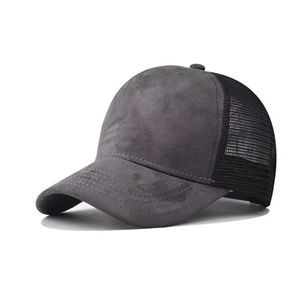 Unisex Suede Mesh Baseball Cap | Adjustable Sun Hat