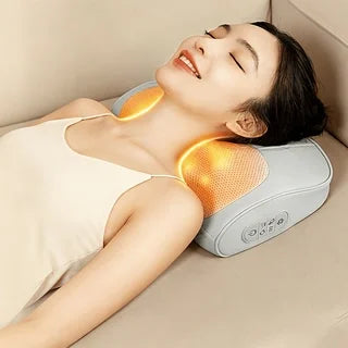 Cervical Massager with Heating Function, Massage Pillow, Multi-Head Kneading for the Neck, 6-Button Control Panel, Massager Suitable for Multiple Areas of the Neck, Shoulders, Waist, Back, and Legs, Suitable for Those Who Sit Peaceful Pleasures Health and Wellness