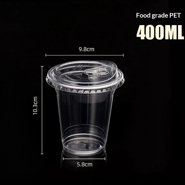 10pcs Plastic Cup with No Straw Mouth Direct Drinking Transparent Disposable Coffee Cup Suitable for Smoothies Cold Drinks Milk Peaceful Pleasures Health and Wellness 410ML 10PCS