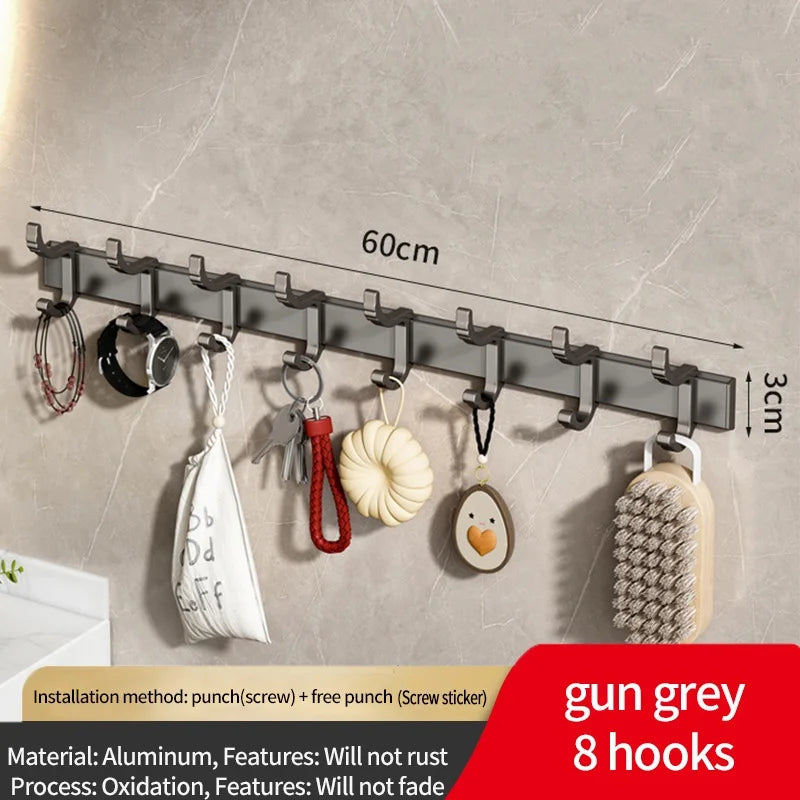 No-Drill Adjustable Door Hooks – 6-Pack Aluminum Bathroom Hooks