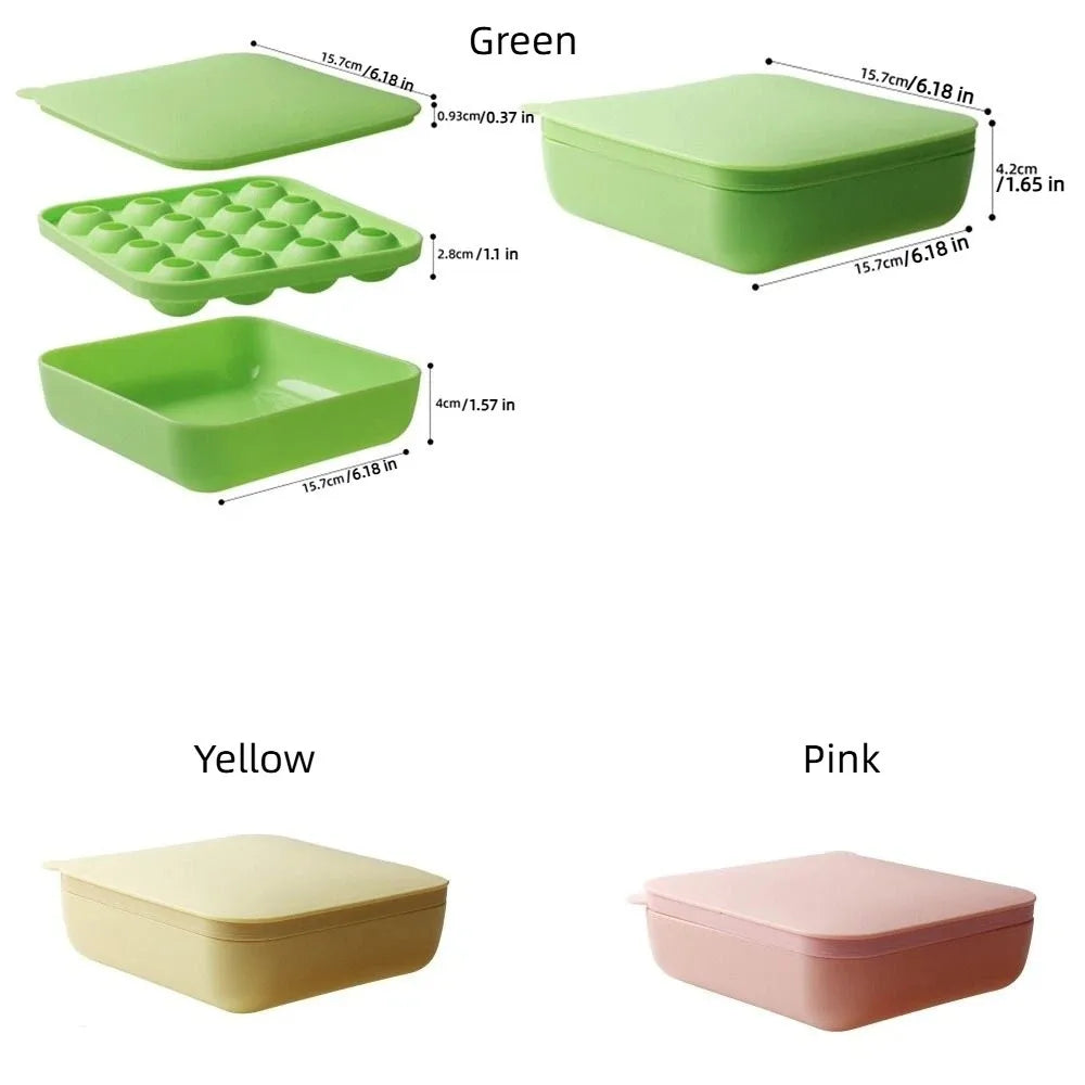 16-Cavity Food-Grade Ice Cube Ball Mold with Lid | Non-Stick