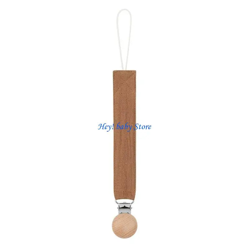 Baby Pacifier Clip Chain Holder | Cotton, Metal & Beech Wood