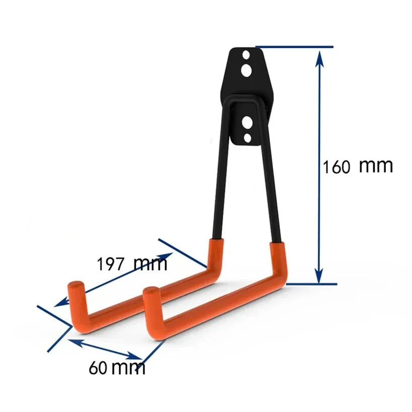 Heavy Duty Metal Hook Garage Organizer Wall Mount Bicycle Hanger Hooks Wall Mount Anti-slip Storage Hook For Ladders Garden Tool Peaceful Pleasures Health and Wellness Orange-C