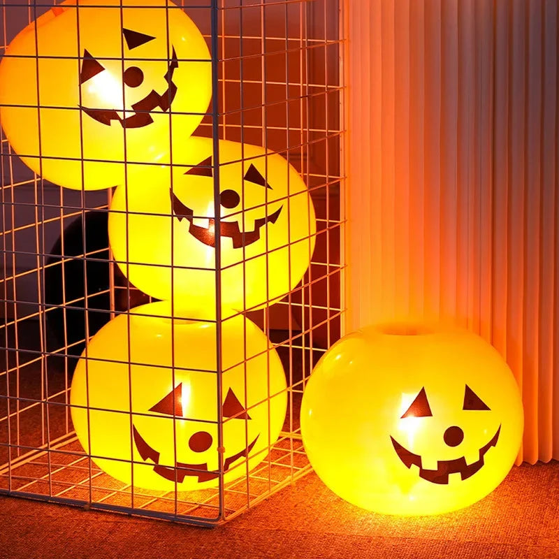 Halloween Pumpkin LED Glow Balloons | Party Decoration 5–75pcs