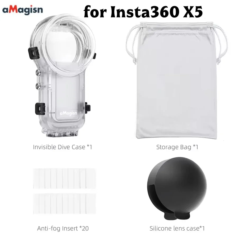 AMagisn Invisible Dive Case for Insta360 X5/X4 – 60m Waterproof