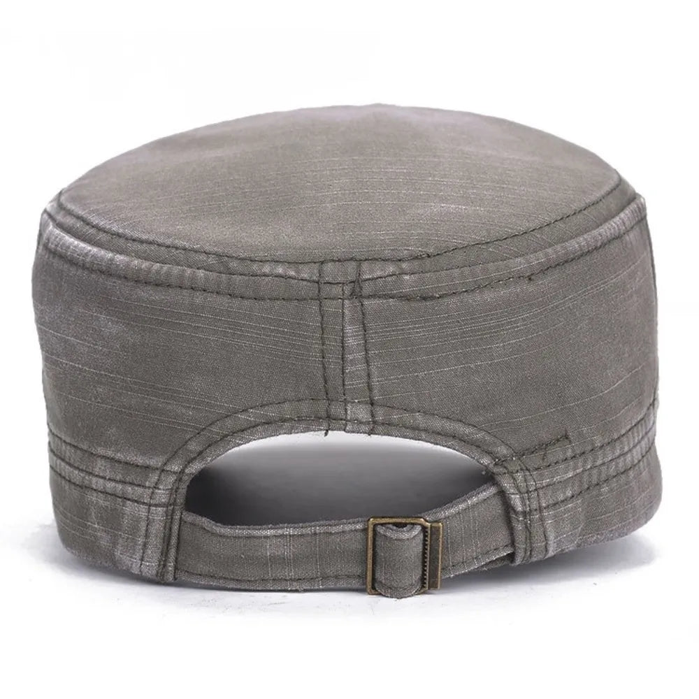 Retro Flat Top Cotton Sun Hat – UV Protection, Unisex