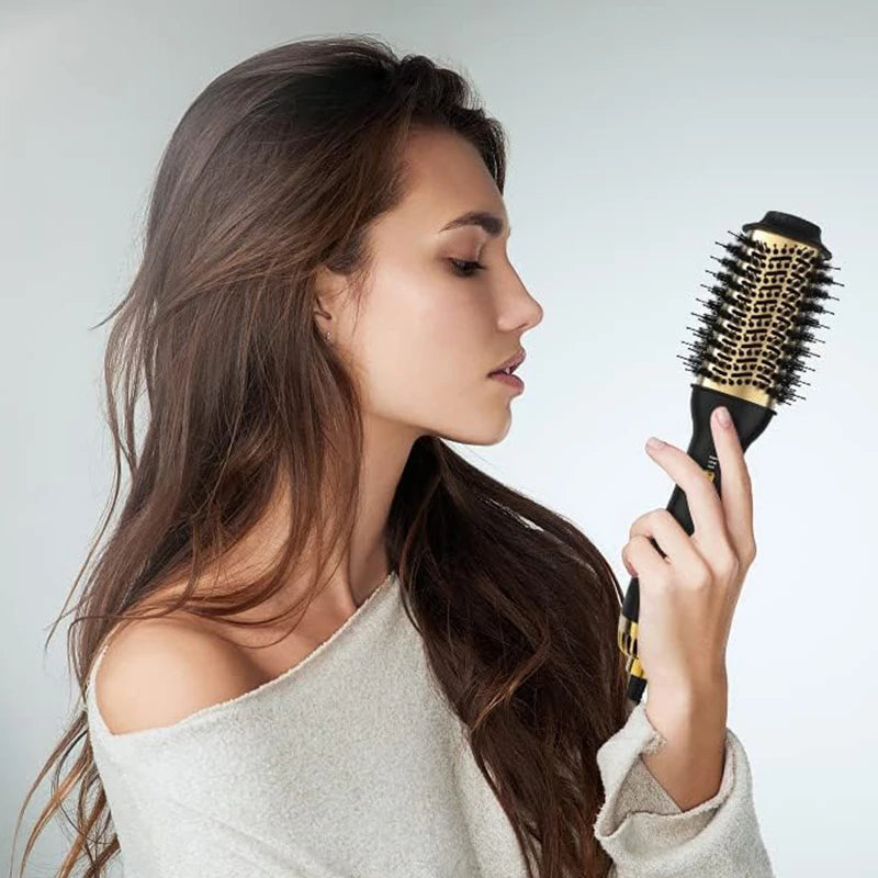 LISAPRO Elegant Black Golden Hot Air Brush 2.0 One Step Hair Dryer Brush and Styler Volumizer Multifunctional Blow Dryer Brush Peaceful Pleasures Health and Wellness