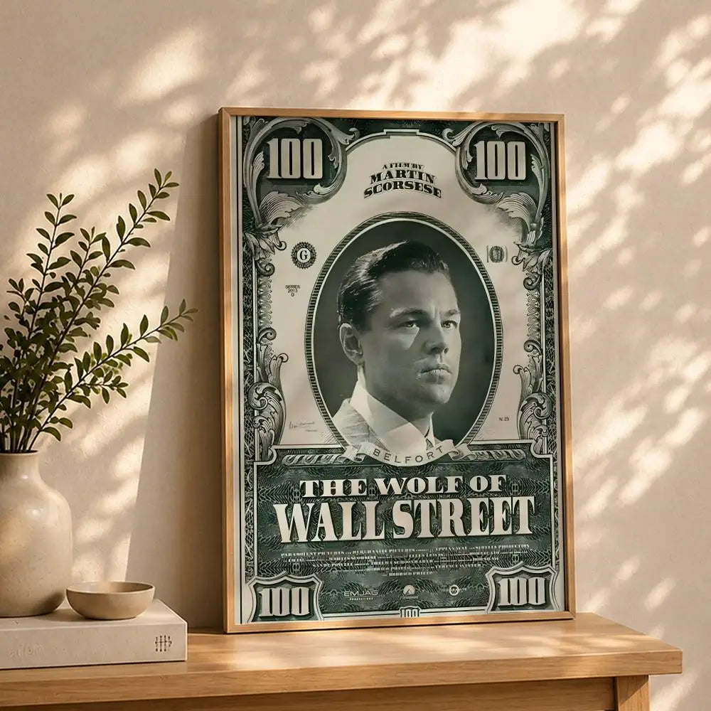 Movie T-The Wolf of Wall StreetS Poster HD Self Adhesive Waterproof Wall Art Ideal for Home Office Dorm Bedroom Great Gift Peaceful Pleasures Health and Wellness White13 15X20cmNoframe