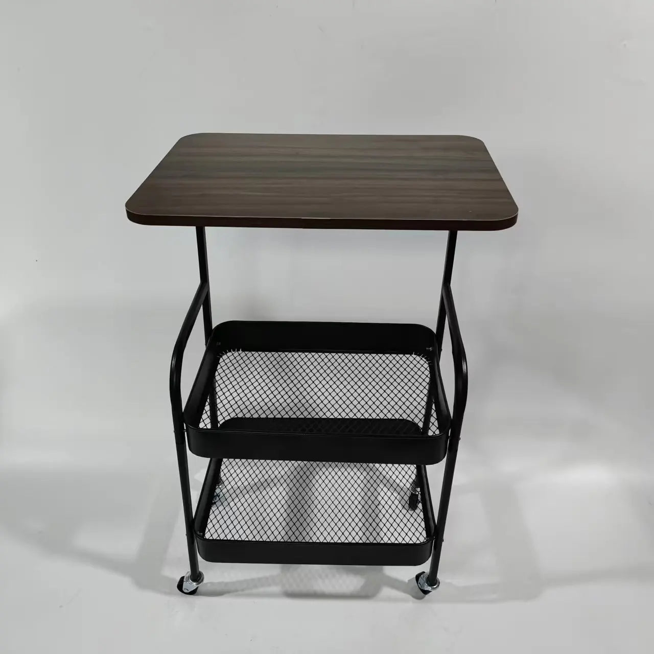Space Saving Portable Slim Mobile Double Layer Rolling 2 Tier Tea Cart Side Table For Living Room Bedroom Kitchen Office Peaceful Pleasures Health and Wellness 3 Layers Black