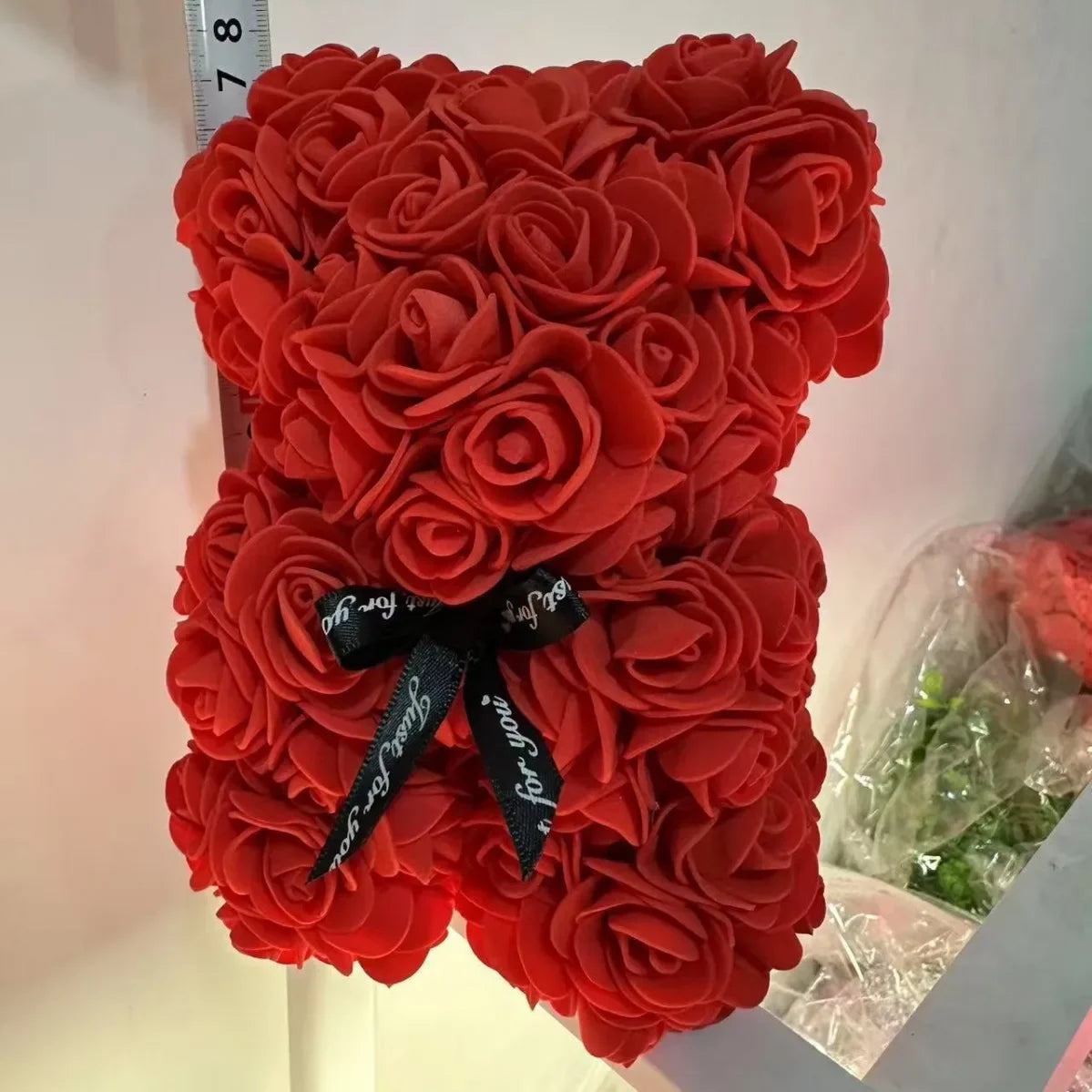 Romantic Rose Bear Eternal Flower Valentine's Day Gift, Christmas Wedding Floral Home Decor for Party Festival Decoration Peaceful Pleasures Health and Wellness Red doll bear-1pc